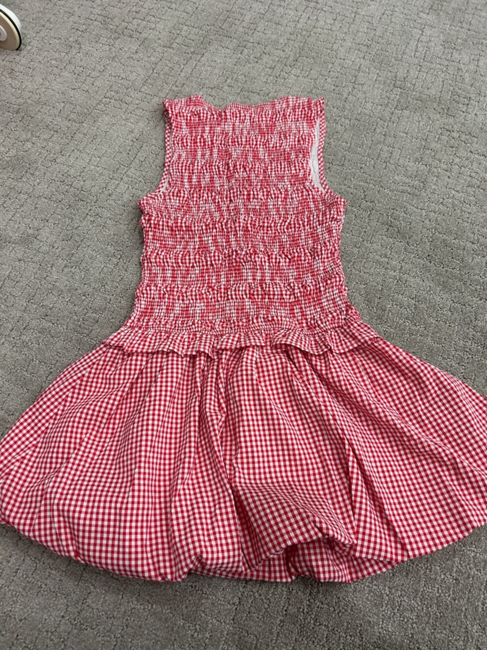 Vici Red Gingham Smocked Sleeveless Dress - Picture 2 of 3